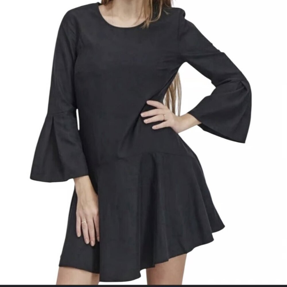 Anthropologie Avec Les Filles Women's Bell Sleeves Black Dress Mini Dress XS